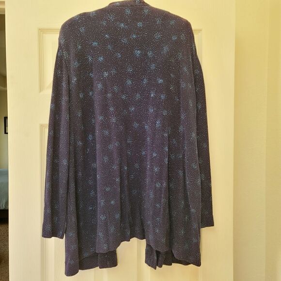 R&M Richards petites plus size navy metallic blue high neck layered blouse 2X - Picture 4 of 4